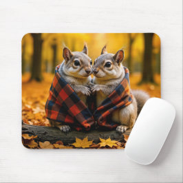 Eichhörnchen knurren unter einer Karierten Decke Mousepad