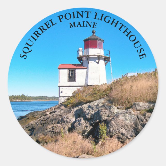 Eichhörnchen Leuchtturm, Maine Round Stickers (Vorderseite)