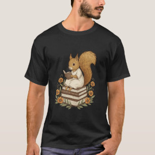 Eichhörnchen liest Bücher Illustration Literarisch T-Shirt