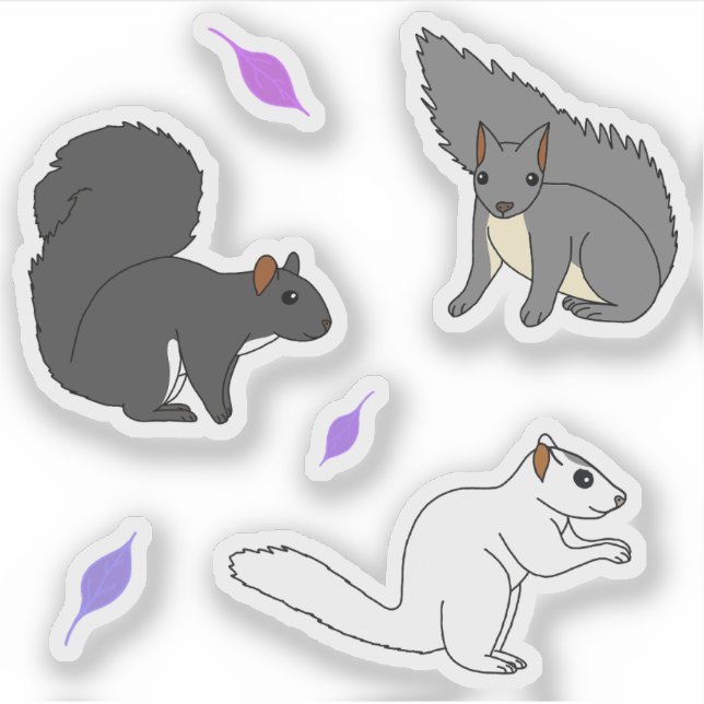Eichhörnchen Lila Blätter Aufkleber (Vorderseite)
