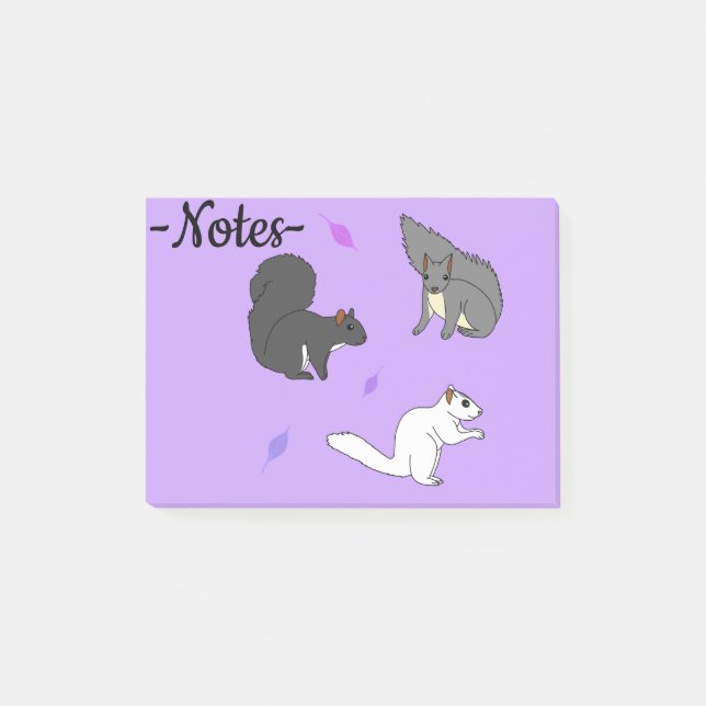 Eichhörnchen Lila Post-it Klebezettel (Vorderseite)