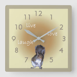 Eichhörnchen - live - Liebe - Lachen Quadratische Wanduhr