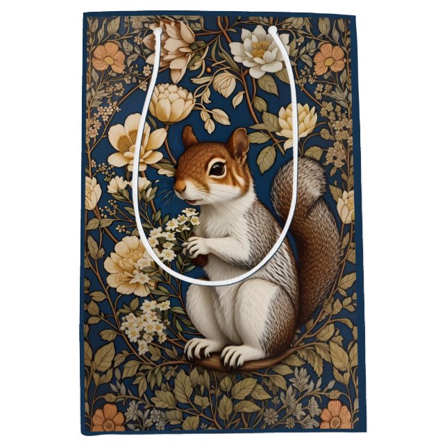 Eichhörnchen mit Acacia-Blume William Morris Mittlere Geschenktüte (Vorderseite)