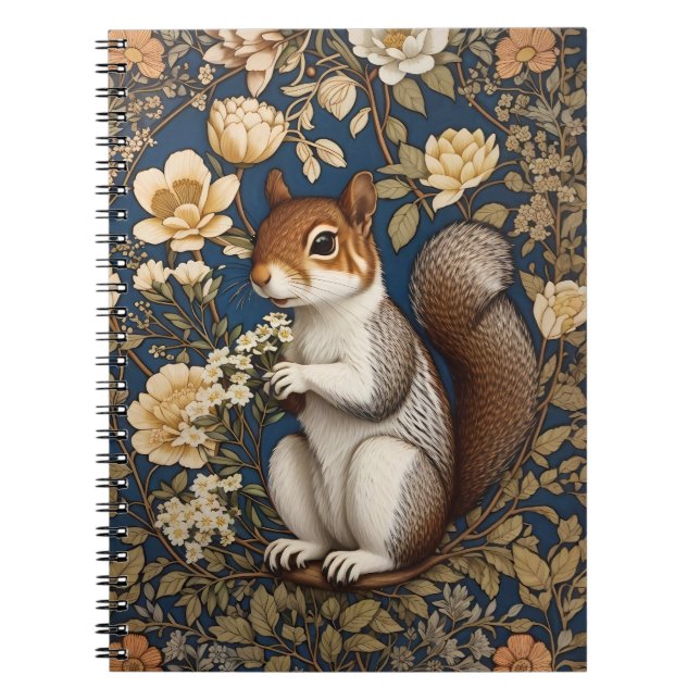 Eichhörnchen mit Acacia-Blume William Morris Notizblock (Vorderseite)