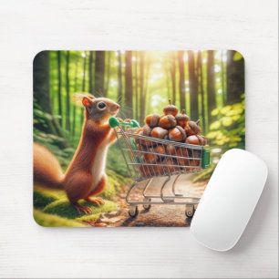 Eichhörnchen mit Acorns in einem Einkaufskorb Mousepad