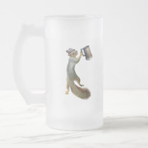 Eichhörnchen mit Bier Stein Mattglas Bierglas