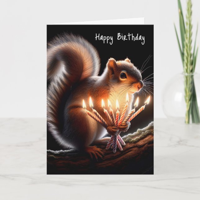 Eichhörnchen mit Birthday Candles Karte (Vorderseite)