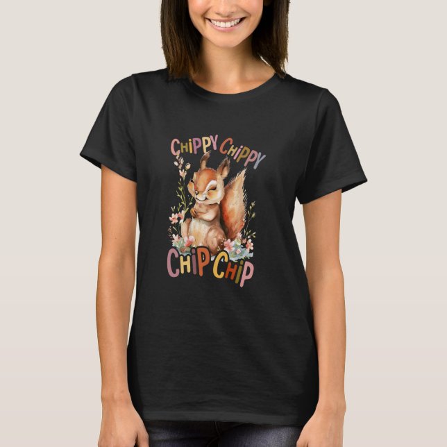 Eichhörnchen mit Blume niedlich Chipmunk Eichhörnc T-Shirt (Vorderseite)