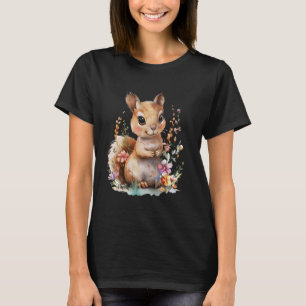 Eichhörnchen mit Blume niedliche Chipmunk Eichhörn T-Shirt