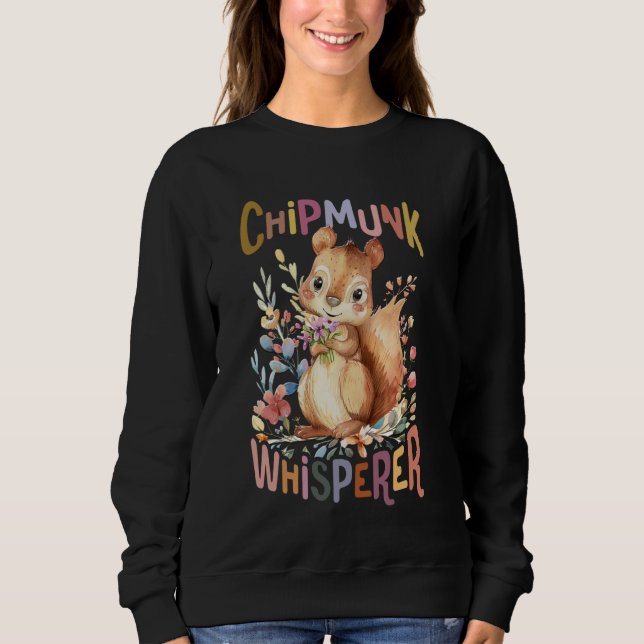 Eichhörnchen mit Blume niedlicher Chipmunk-Whisper Sweatshirt (Vorderseite)