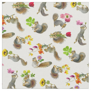 Eichhörnchen mit Blumen-Gewebe Stoff