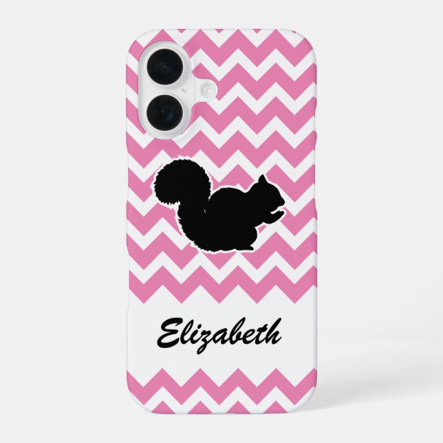 Eichhörnchen mit Chevron-Muster iPhone 16 Hülle (Rückseite)