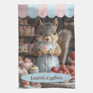 Eichhörnchen mit Cupcake Geschirrtuch