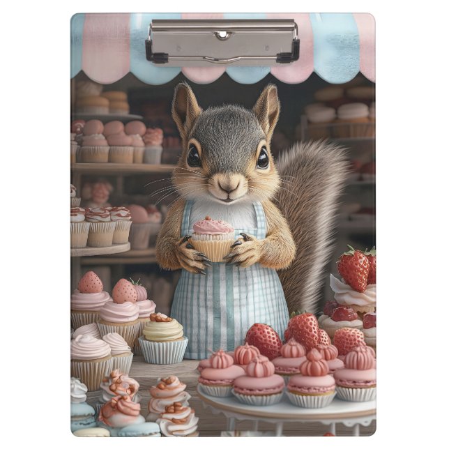 Eichhörnchen mit Cupcake Klemmbrett (Vorderseite)