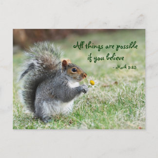 Eichhörnchen mit Daisy Mark 9:23 Verse Postkarte
