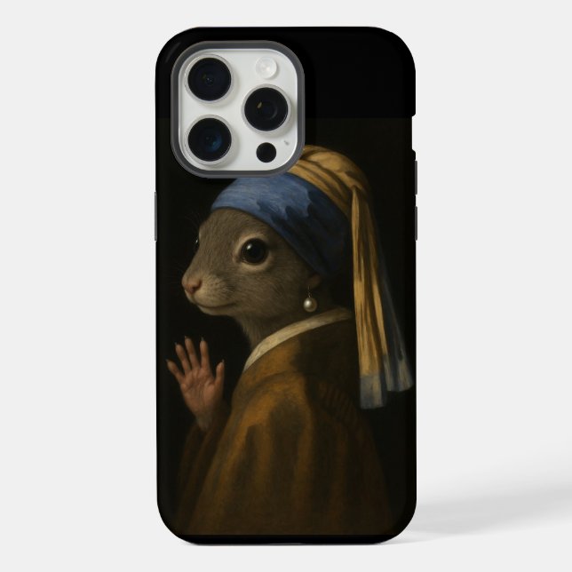 Eichhörnchen mit der Perlenohrring  iPhone Hülle (Rückseite)