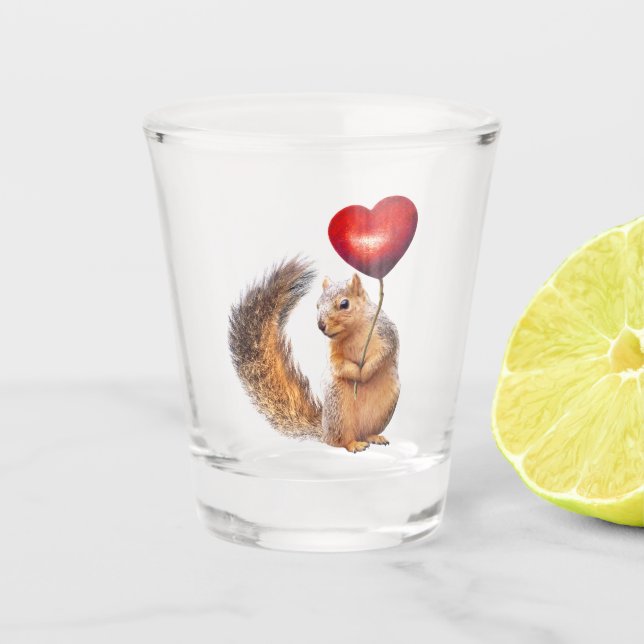 Eichhörnchen mit Herz-Shot-Glas Schnapsglas (Vorderseite)