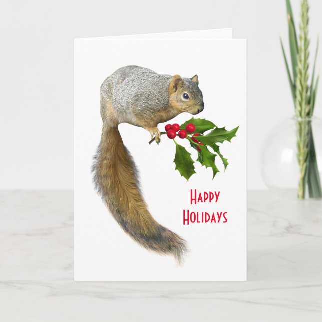Eichhörnchen mit Holliday Card Feiertagskarte (Vorderseite)