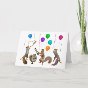 Eichhörnchen mit Hörnern und Balloons Geburtskarte Karte