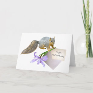 Eichhörnchen mit Iris Mother's Day Card Karte