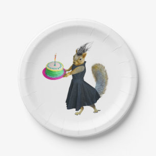Eichhörnchen mit Kuchen-Papier-Teller Pappteller
