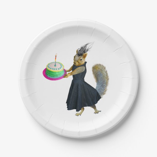 Eichhörnchen mit Kuchen-Papier-Teller Pappteller (Vorderseite)