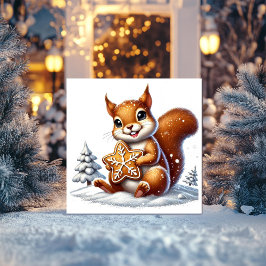 Eichhörnchen mit Lebkuchen Feiertagskarte