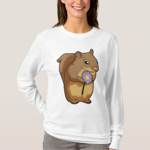Eichhörnchen mit lila Blume T-Shirt