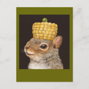 Eichhörnchen mit Mais und Erbsen Postkarte