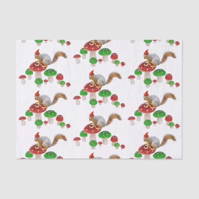 Eichhörnchen mit Mushroom-Papiertuch Seidenpapier (Vorderseite)