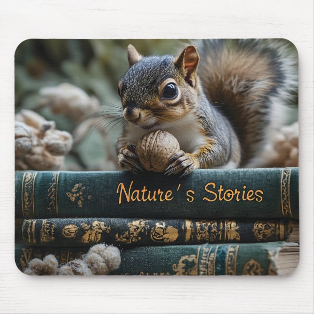 Eichhörnchen mit Nut on Antique Books, Nature's St Mousepad (Vorne)