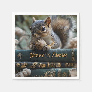 Eichhörnchen mit Nut on Antique Books, Nature's St Serviette