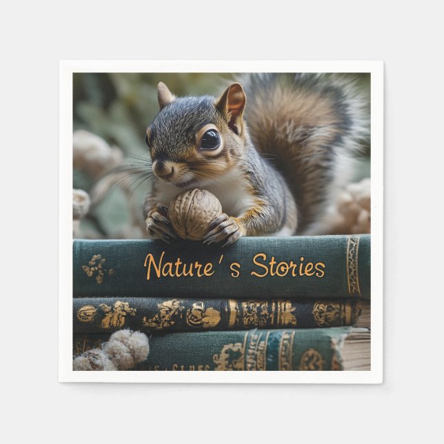 Eichhörnchen mit Nut on Antique Books, Nature's St Serviette (Vorderseite)