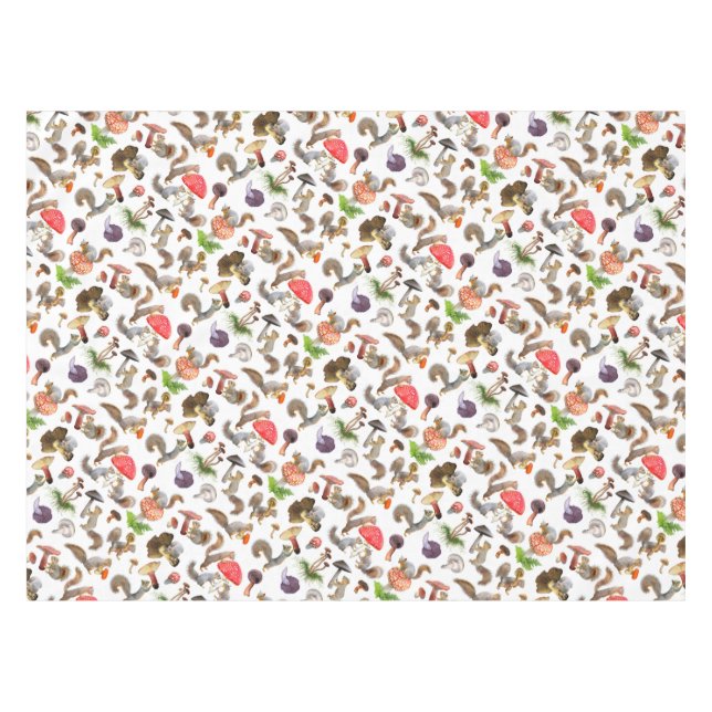 Eichhörnchen mit Pilztabletten Tischdecke (Vorderseite (Horizontal))
