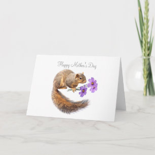 Eichhörnchen mit Purple Flowers Muttertagskarte Karte