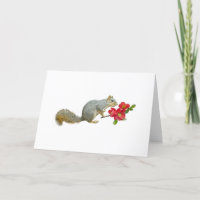 Eichhörnchen mit Quitten-Blumen