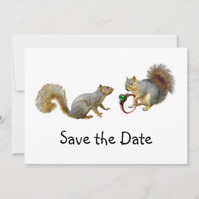 Eichhörnchen mit Ring Save the Date (Vorderseite)
