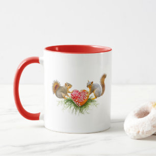 Eichhörnchen mit Roter Pilz Herz-Tasse Tasse