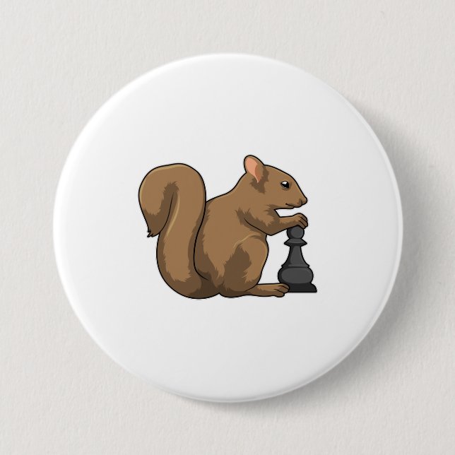 Eichhörnchen mit Schachstück Bishop Button (Vorderseite)