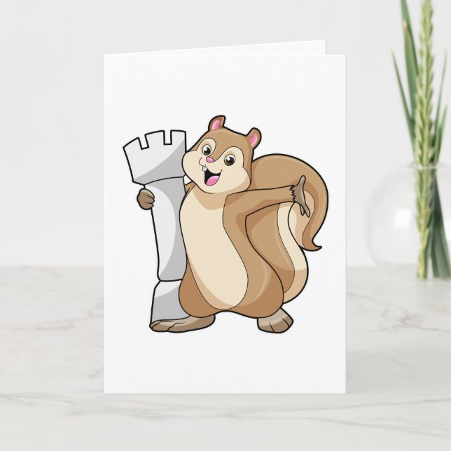 Eichhörnchen mit Schachstück King Karte (Vorderseite)