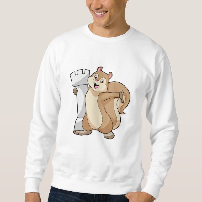 Eichhörnchen mit Schachstück King Sweatshirt (Vorderseite)