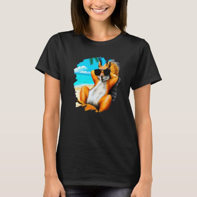 Eichhörnchen mit Sonnenbrille Chilling Beach Squir T-Shirt (Vorderseite)