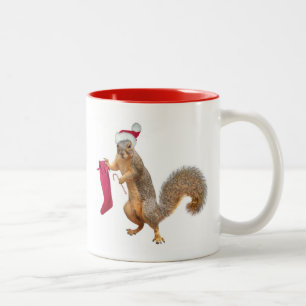 Eichhörnchen mit Strumpf-Tasse Zweifarbige Tasse