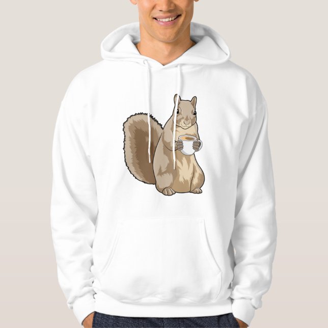 Eichhörnchen mit Tasse Kaffee Hoodie (Vorderseite)