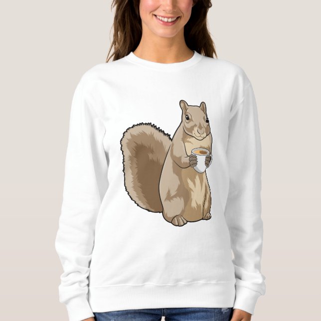 Eichhörnchen mit Tasse Kaffee Sweatshirt (Vorderseite)