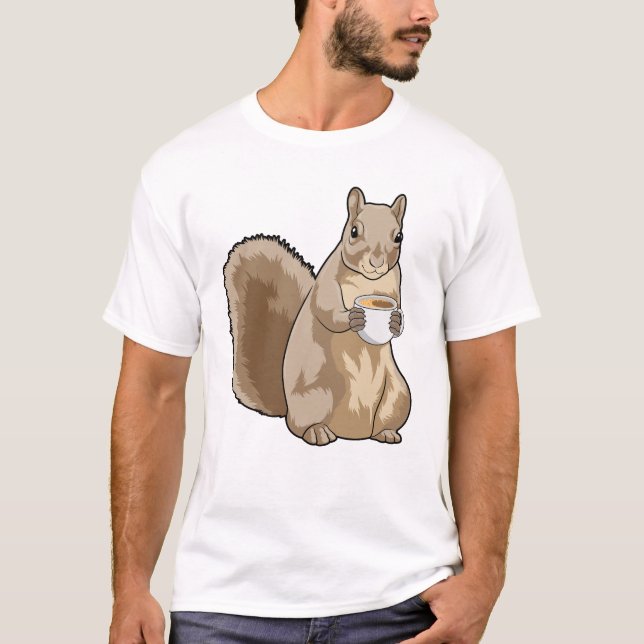Eichhörnchen mit Tasse Kaffee T-Shirt (Vorderseite)