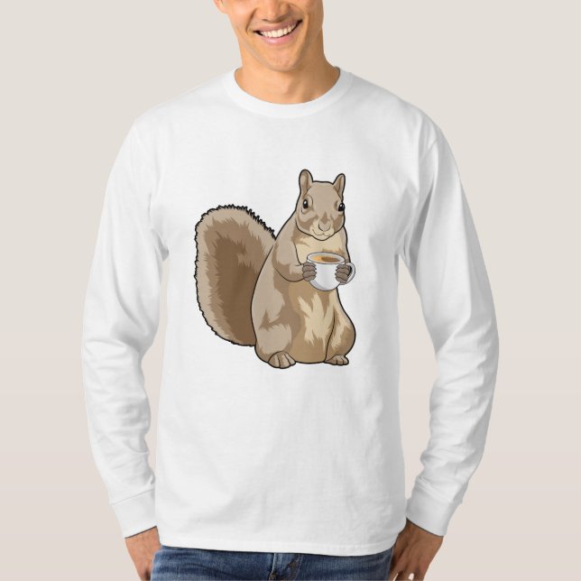 Eichhörnchen mit Tasse Kaffee T-Shirt (Vorderseite)