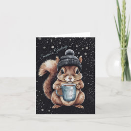 Eichhörnchen mit Tasse Schnee „Stay Warm“ Karte
