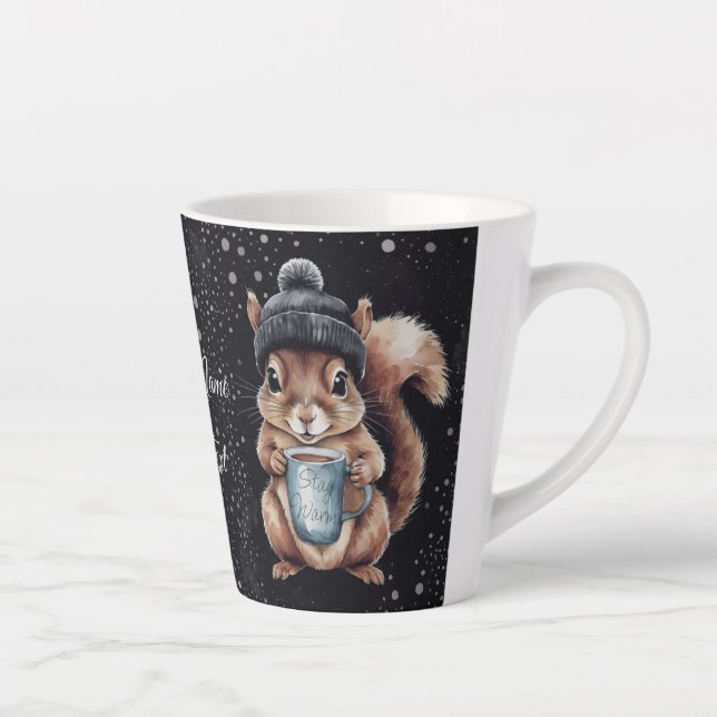 Eichhörnchen mit Tasse und Schnee „Stay Warm“ (Rechts)