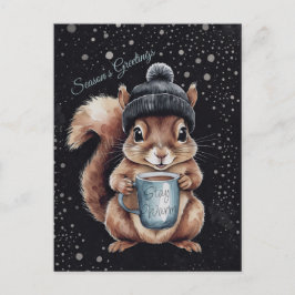 Eichhörnchen mit Tasse und Schnee „Stay Warm“ Postkarte